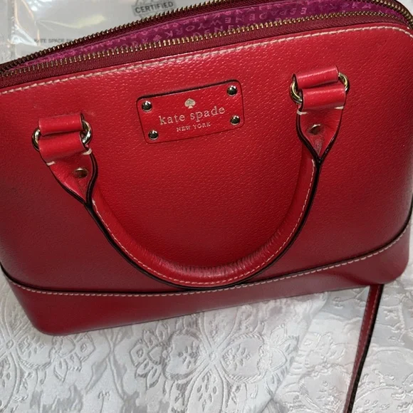 Kate Spade Red Satchel leather Bag with COA Mint condition - Picture 9 of 10